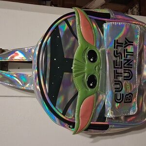 Holographic Kids Backpack with Green Accents